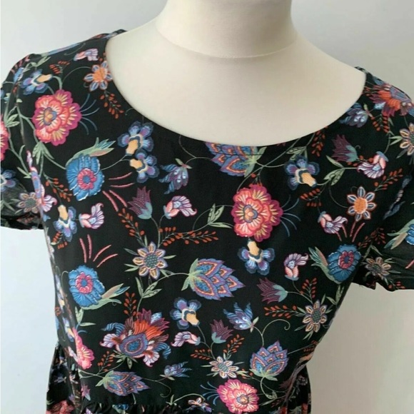 Brave Soul Black Floral Smock Dress Size S - Picture 6 of 7